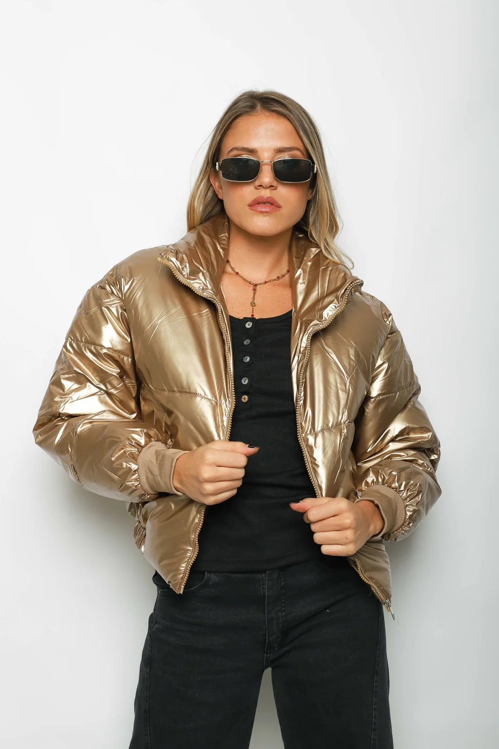 Campera Puffer Silver  Metalizada Velvet GUK2039