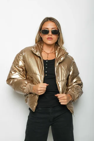 Campera Puffer Silver  Metalizada Velvet GUK2039 - Vista 5