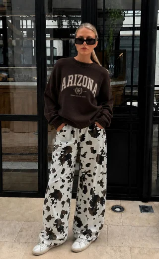 Pantalon Vaca Ancho de Gabardina con Bolsillos - Vista 1