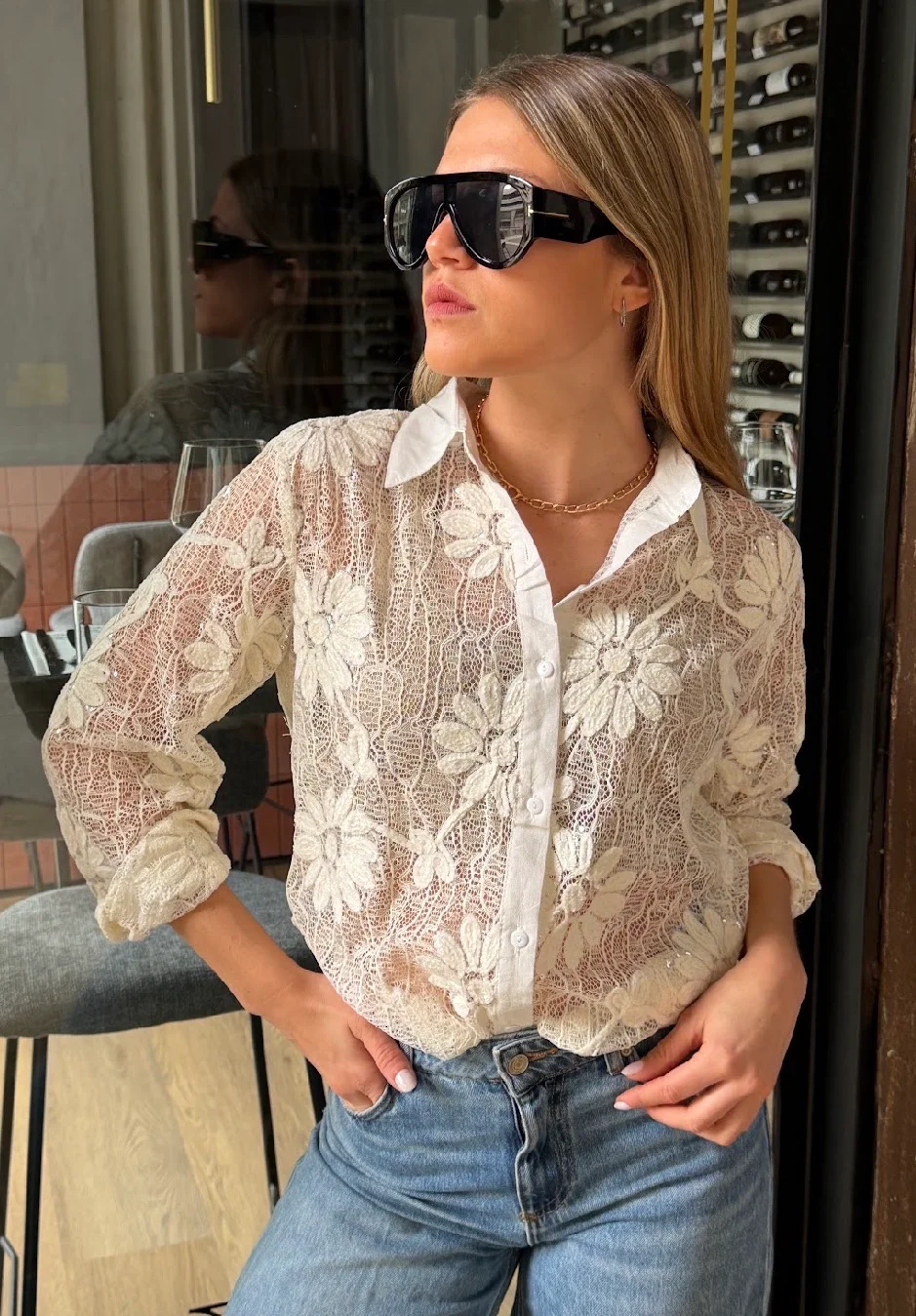Camisa DARLIN Con Encaje y Bordado GUK70283