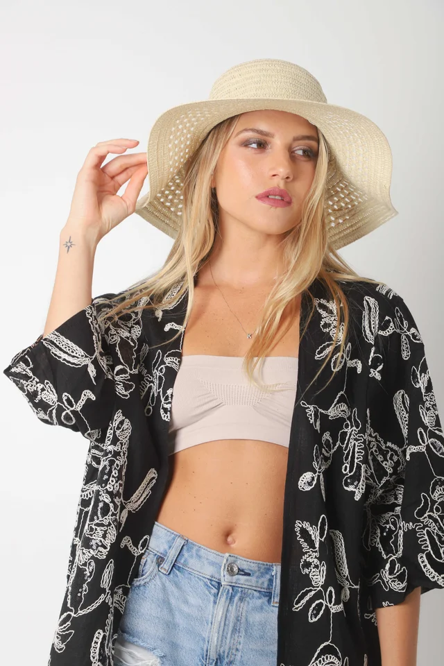 Kimono RADISON de LINO BORDADO c/Lentejuelas GU5171