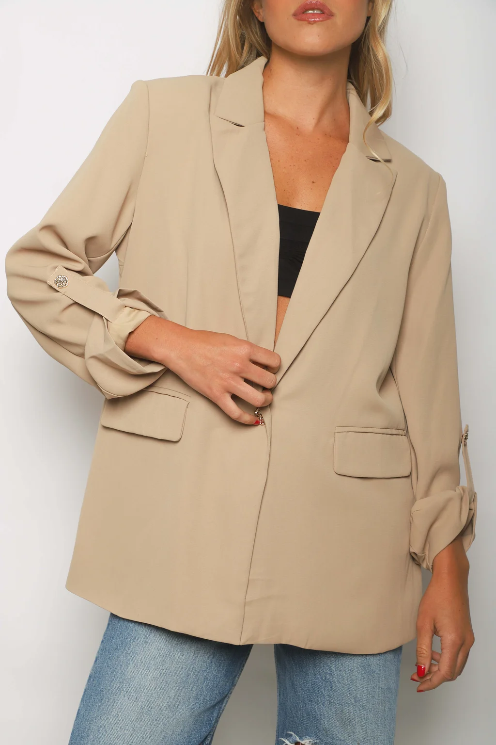 Blazer VICENA Sastrero Forrado con Boton Strass GUP33021