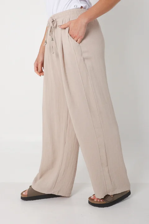 Pantalón MARE de Lino con  Tiras Bolsillos GU0332