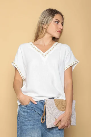 Blusa Amplia Zamia de Lino GU0543 - Vista 4
