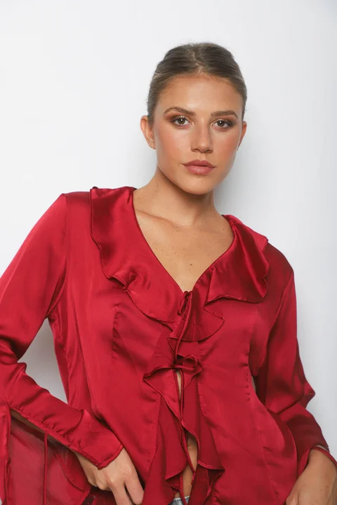 Blusa WENDY SATEN C/Volados GU0343