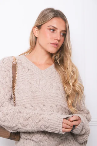 Sweater BABILON Trenzado Escote V GU405837 - Vista 5