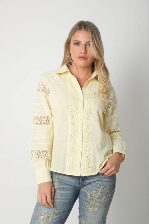 Camisa LAFINUR Lino y Broderie GUL70183