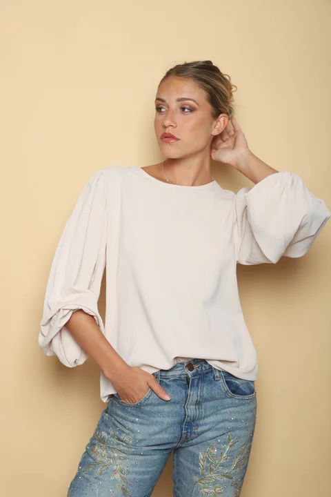 Camisola CHELSEA c/ Manga Larga Ancha Plizada GU0340