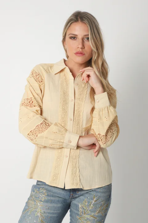 Camisa LAFINUR Lino y Broderie GUL70183