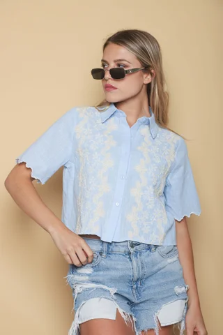 Camisa LUX Manga Corta Bordada GUK70205 - Vista 4