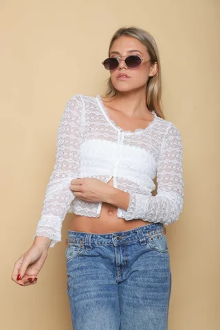 Blusa Top SALONIA ENCAJE ELASTIZADO GUK70075 - Vista 2