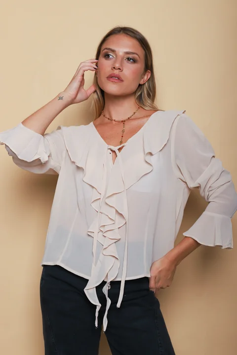 Blusa TITA Gasa c/Volados GUV60