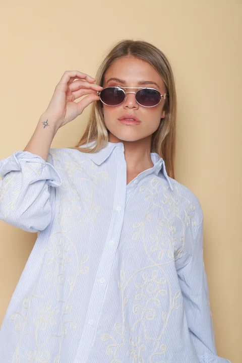 Camisa VOIRE  Rayada Bordada GU0547