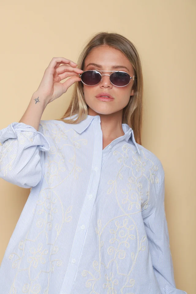 Camisa VOIRE  Rayada Bordada GU0547