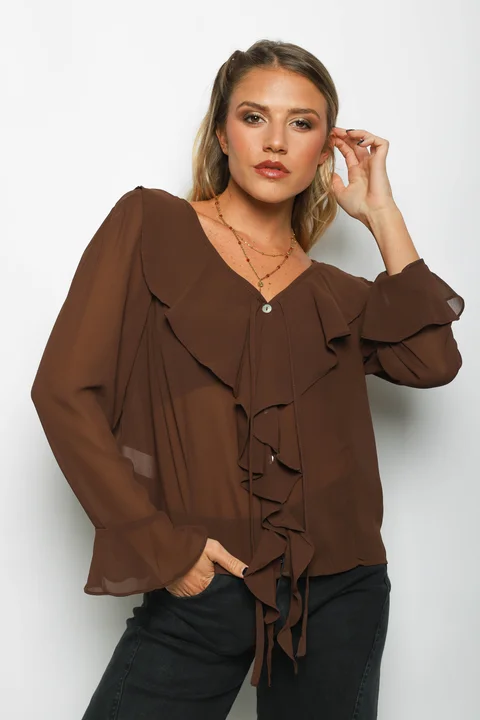 Blusa TITA Gasa c/Volados GUV60