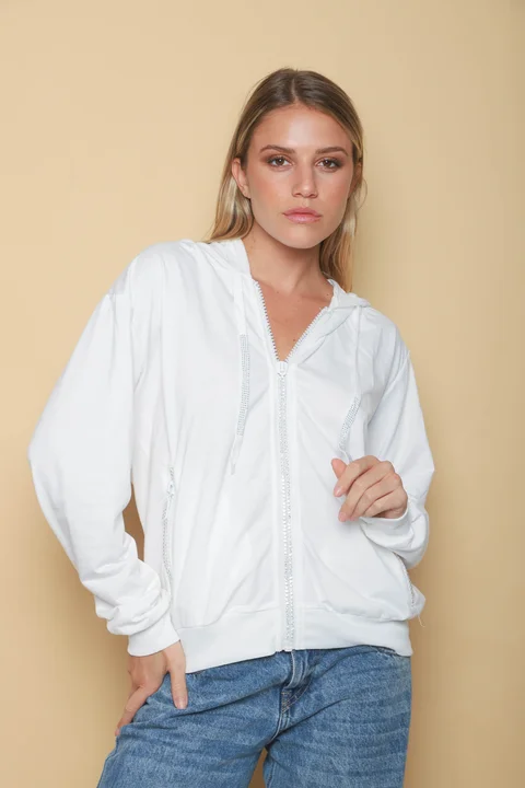 Campera  Siena White  Brillos  Cierres  GUK166