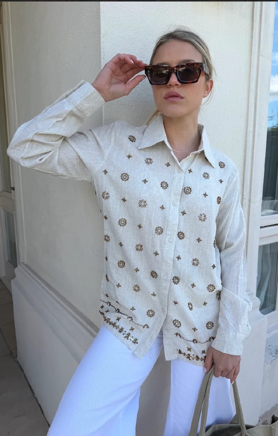 Camisa PUIGARI Lino Bordada GU70238