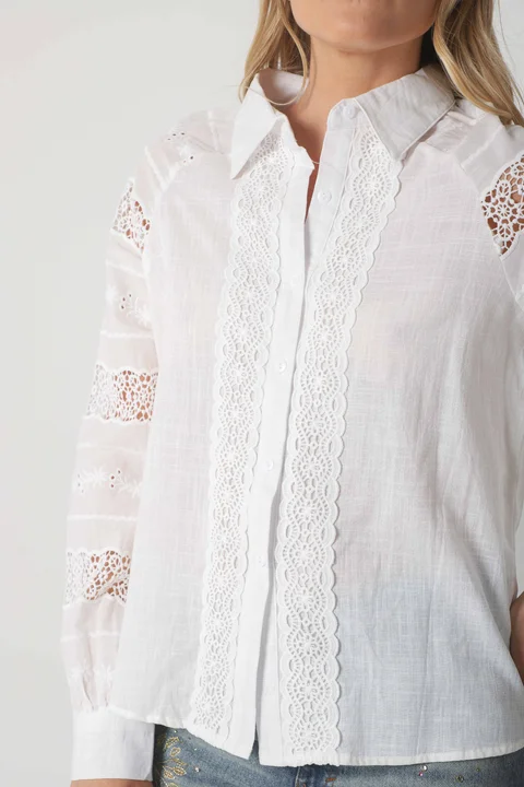 Camisa LAFINUR Lino y Broderie GUL70183