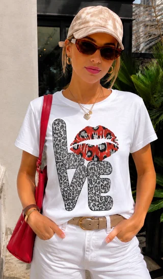 Remera LOVE PRINT c/strass GU7487 - Vista 3