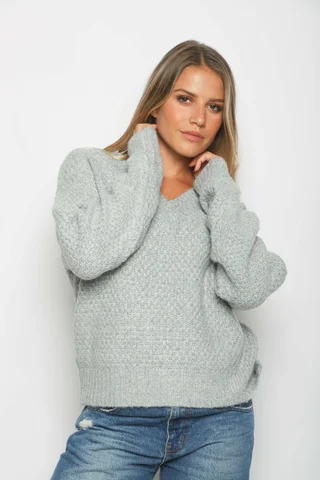Sweater Kiria Escote V Tejido Grueso GU81330 - Vista 2