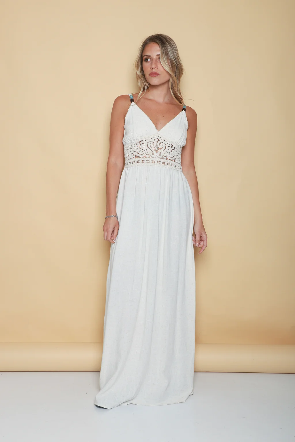 Vestido GALTIER Lino c/crochet GU0552