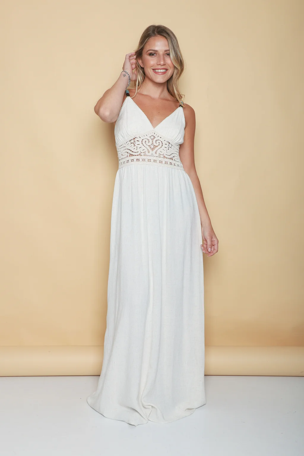 Vestido GALTIER Lino c/crochet GU0552