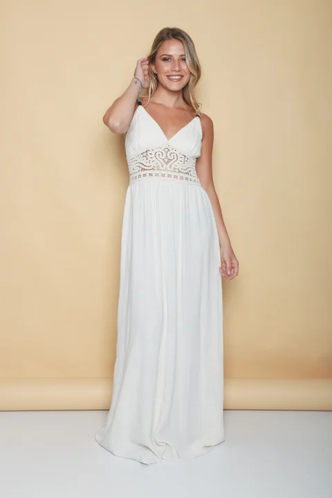 Vestido GALTIER Lino c/crochet GU0552