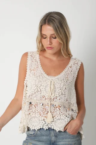 Musculosa Crochet AIKO c/ apliques GU3012 - Vista 1