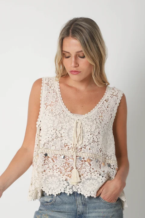 Musculosa Crochet AIKO c/ apliques GU3012