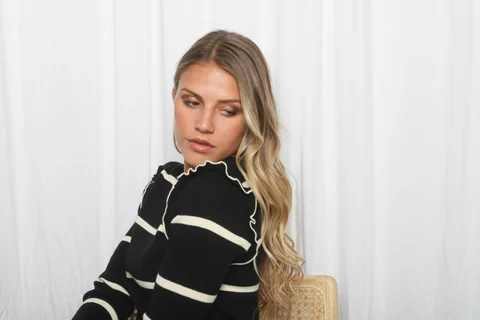 Sweater OHLALA Bremer Rayado c/Volados GUL660