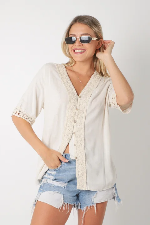 Blusa CARTER Lino c Guarda Crochet GU0528