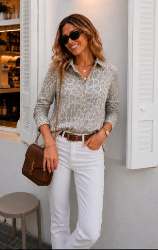 Camisa LEOPARD Satin Print GU70062 - Vista 6
