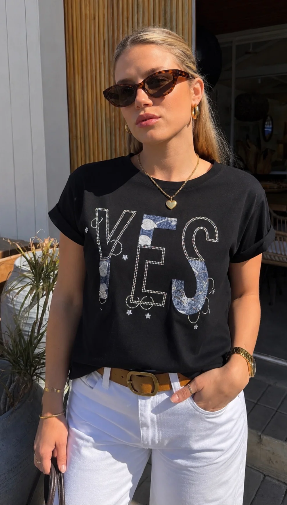 Remera Amplia Yes con Brillos GU87352
