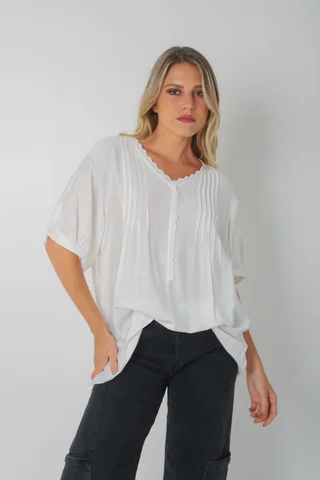 Blusa AMARE Lino c/ puntilla GU0334 - Vista 2