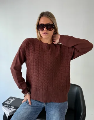 Maxi Sweater MADELEINE Bremer Trenzado GUL819 - Vista 3