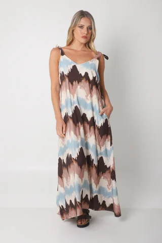 Vestido NISSI BATIK AMPLIO de creppe c/ Tiras y Bolsillos - Vista 3