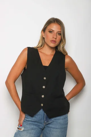 Chaleco ZIZI Sastrero con Botones Brillo GUP33023 - Vista 2