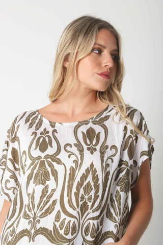 Blusa Lino Amplia Chenay Sandy c/ Strass  GU6130N - Vista 3