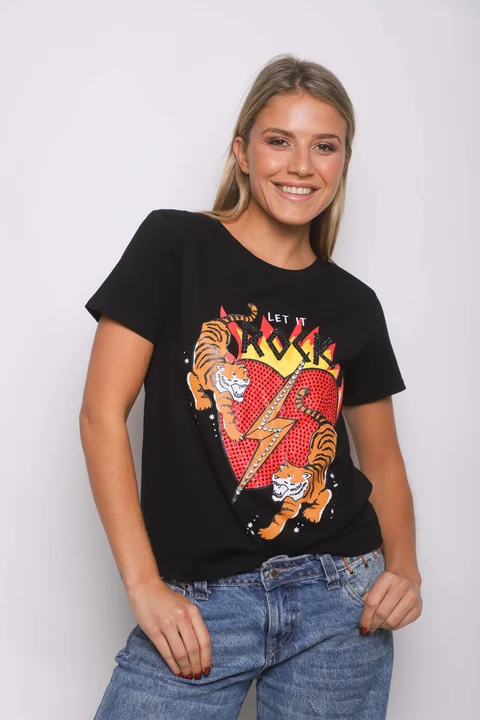 Remera Corazon Tigre y ROCK Jersey