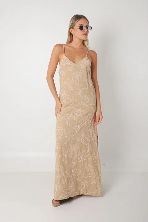 Vestido KALSY lino c/bordado GUK70142-9