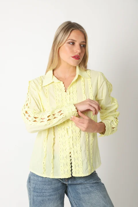 Camisa FRENESI Guardas Guipiur GUK70198 AMARILLO