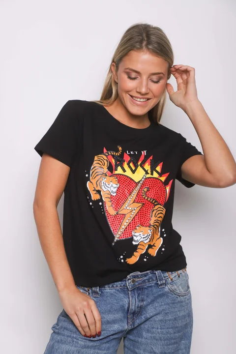 Remera Corazon Tigre y ROCK Jersey