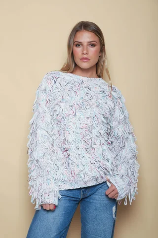 Sweater MALIBU Tejido Grueso c/ Flecos GUL74222 - Vista 4