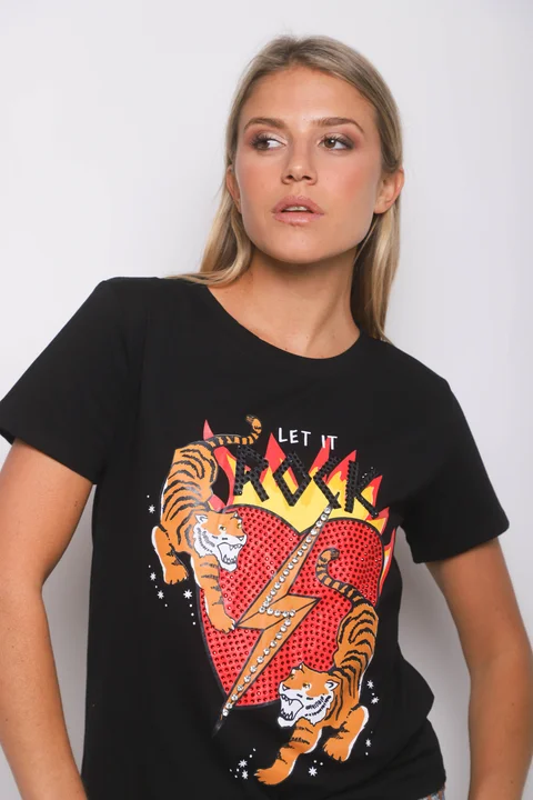 Remera Corazon Tigre y ROCK Jersey