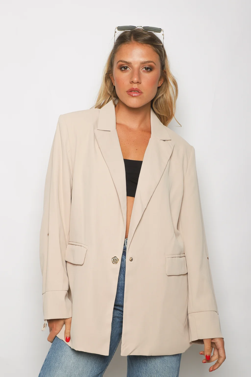 Blazer VICENA Sastrero Forrado con Boton Strass GUP33021
