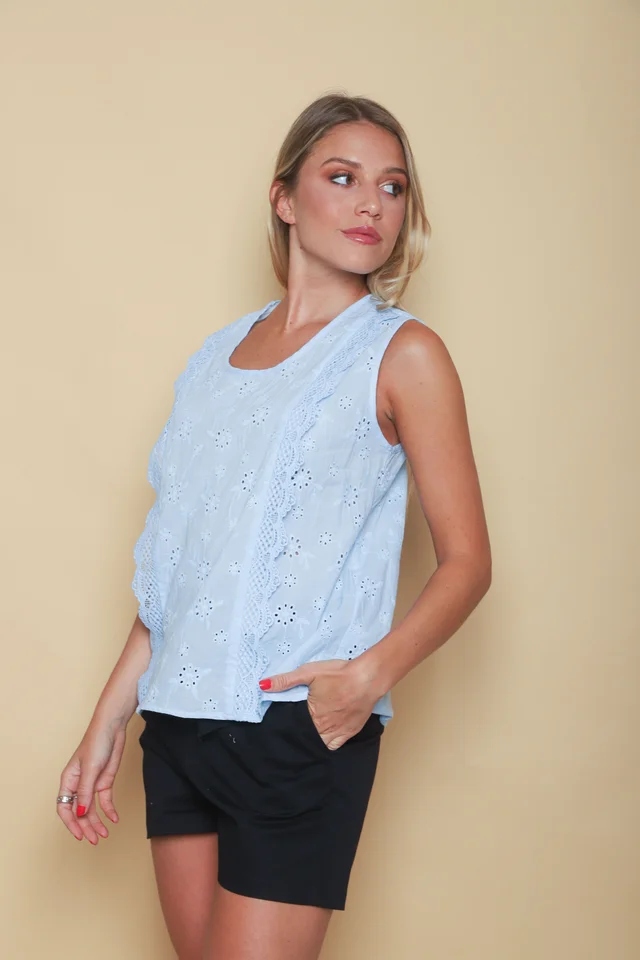 Blusa MUISY Broderie c/Volado GUK70222