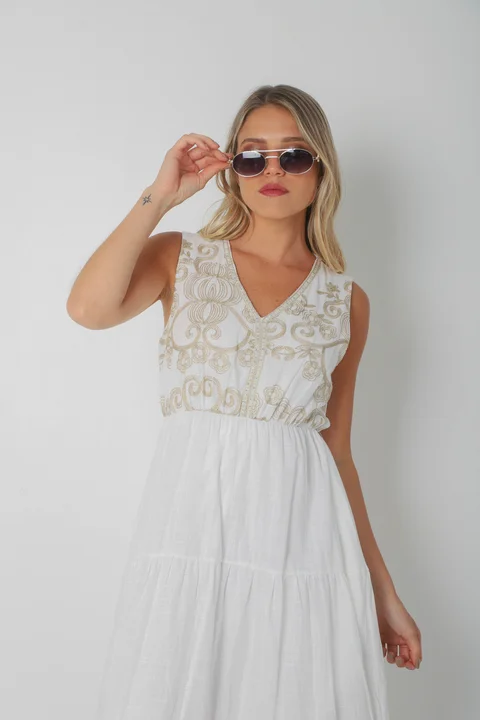 Vestido SOFIA de Lino c/Bordado GU250112
