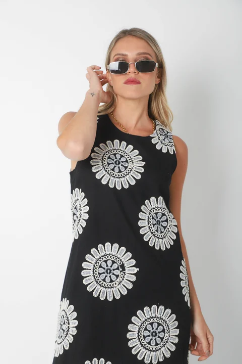 Vestido CIRUS Lino Bordado c/ Bolsillos GU250109