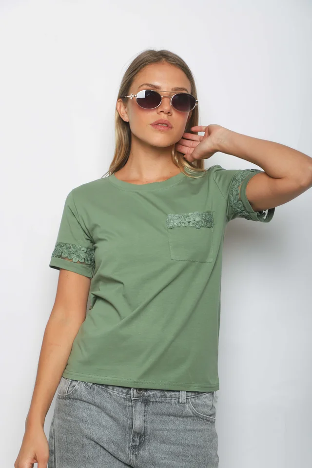 Remera RAVI c/Bolsillos puntilla GUJ5232