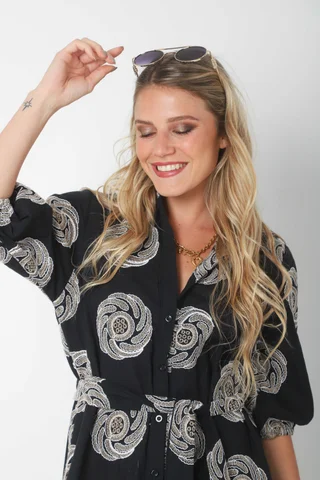 Vestido KOSAMUI Camisero de LINO Bordado GU250108 - Vista 6